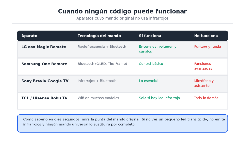 Televisores con mando Bluetooth o wifi: qué funciona y qué no con un mando universal
